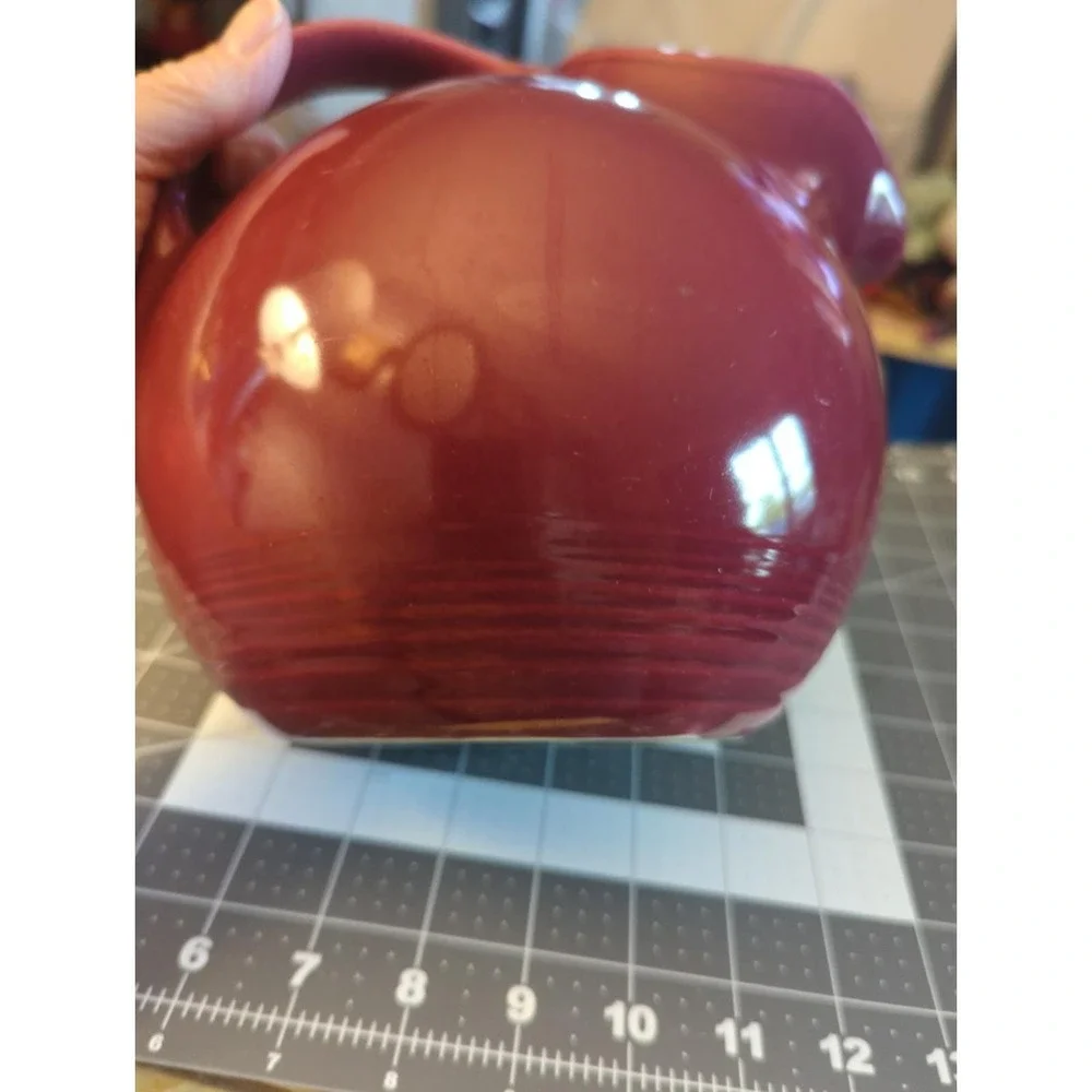 Vintage Hall Pottery Burgundy Pitcher Ice Guard Tilt Ball  Made USA